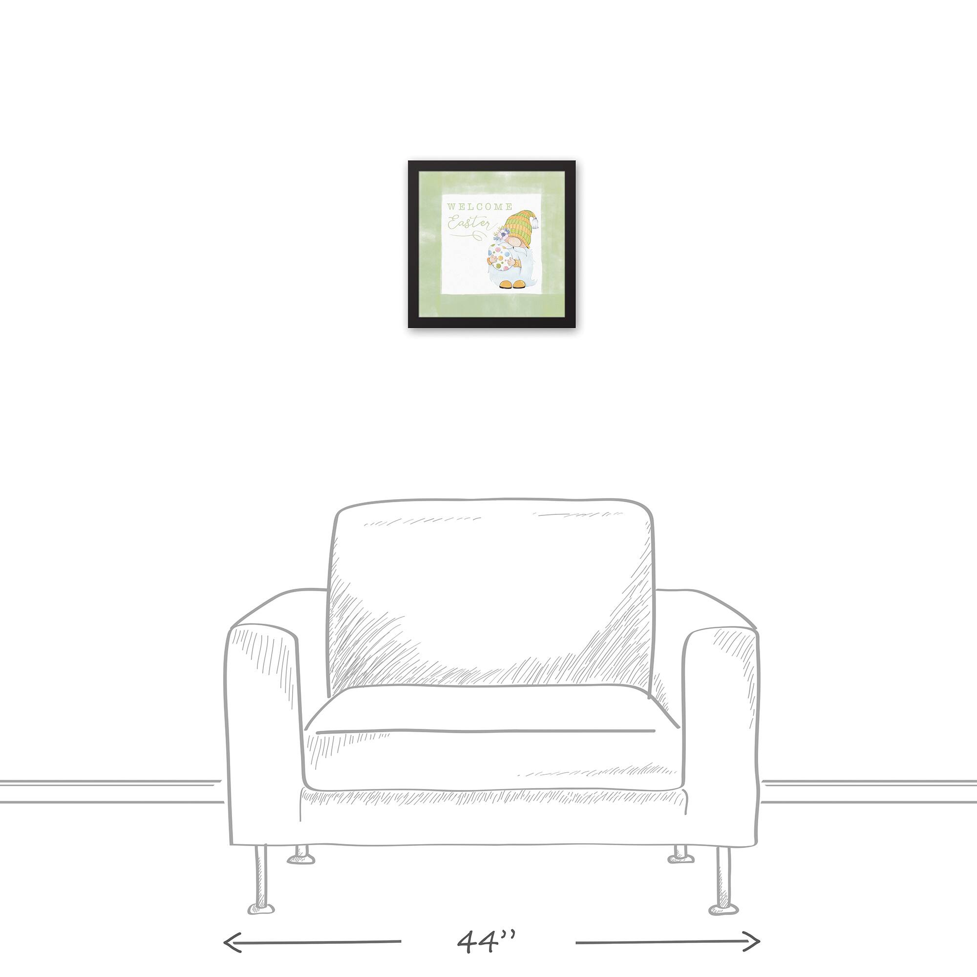 Welcome Easter Gnome 12" x 12" Black Floating Framed Canvas